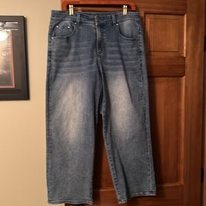 Universal Standard Light Wash Cropped Denim Jeans Casual Comfort Stretch Size 12